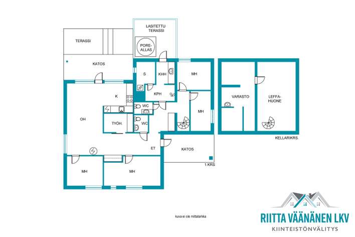 Omakotitalo, 4mh, oh, k, 2x wc, kph, s, khh, työhuone, aula, elokuvahuone, lasitettu terassi, 130/160 m², Myllylampi – pohled 3