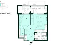 Vaihtoehtoisessa pohjaratkaisussa kodinhoitotilan tilalle on toteutettu sauna, ja eteiseen saa esimerkiksi työpisteen.