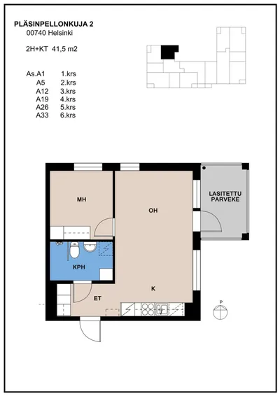 Kerrostalo, 2h+kt, 41,5 m², Siltamäki - View 3