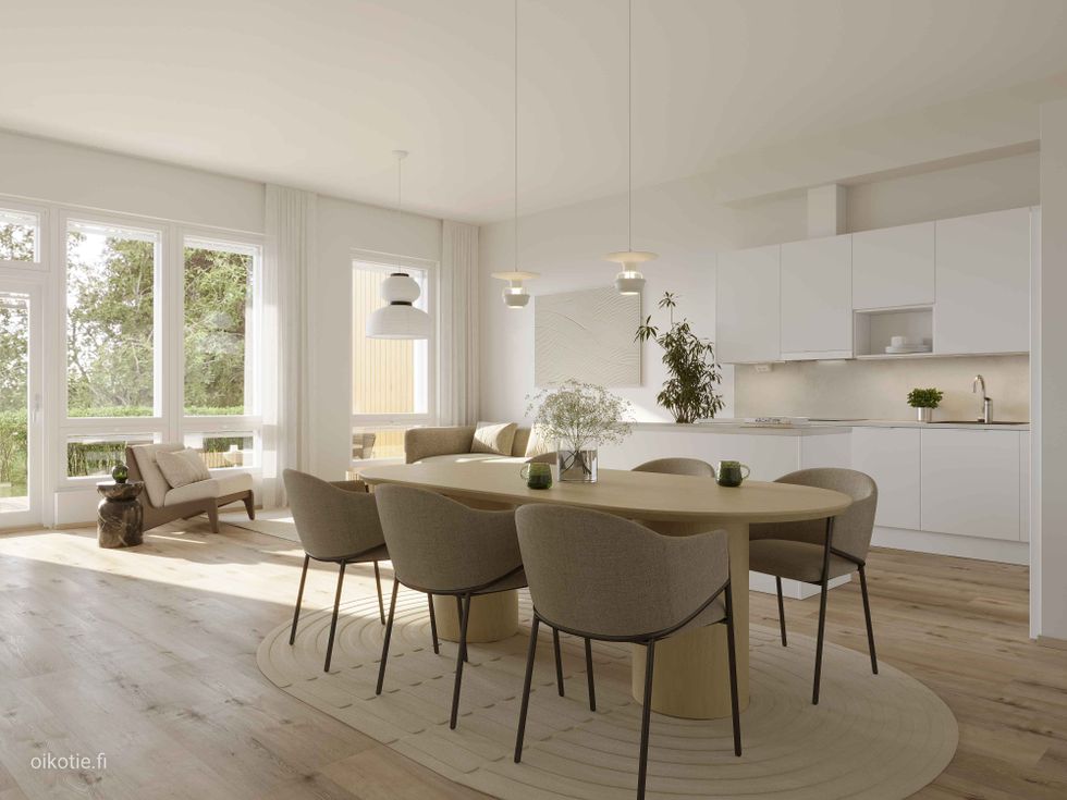 Visualisointikuvassa taiteilijan näkemys 94 m2 asunnosta