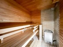 Taloyhtiön tilava sauna.