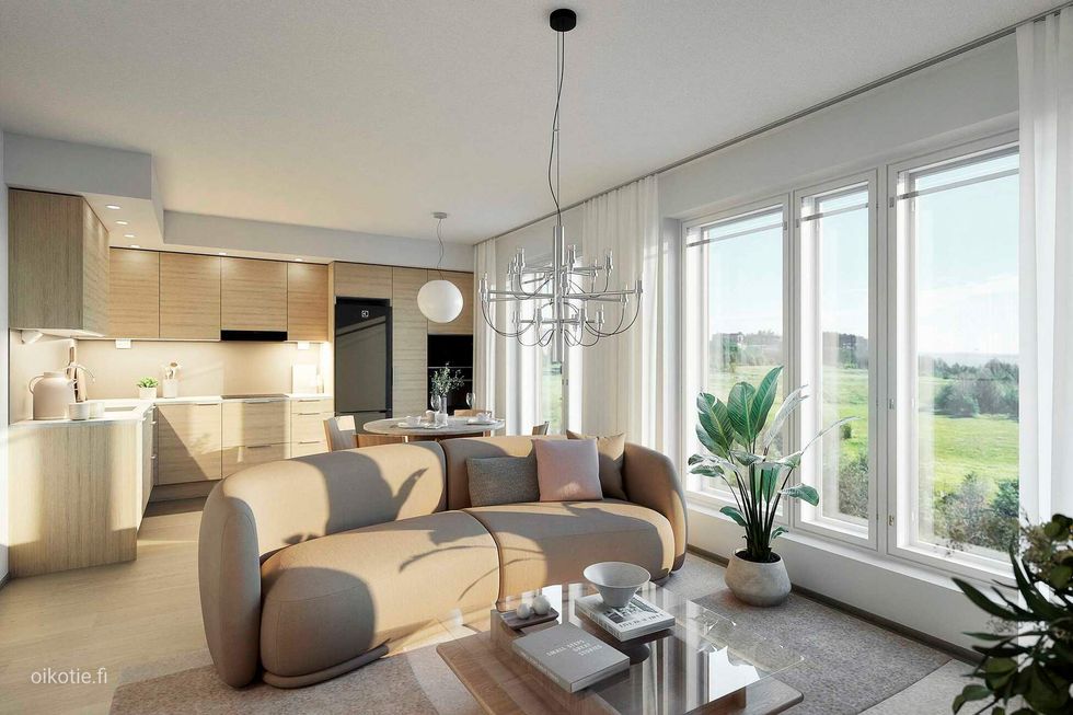 Kodit 52,5 m² | 2H+KT+S | Visualisointi | Näkymä vaihtelee kerroksittain