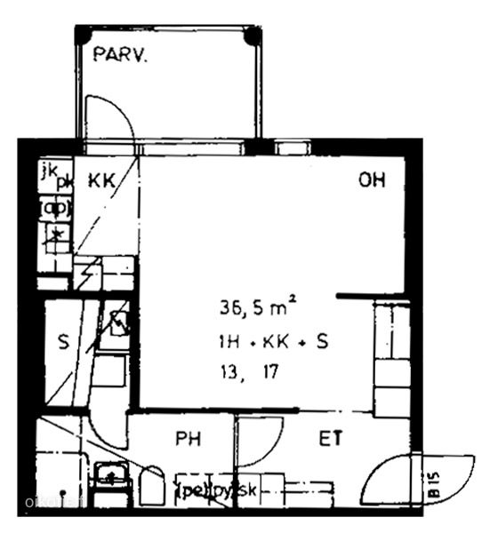 Kerrostalo, 1H+K+S, 36,5 m², Jokiniemi - View 2