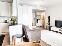 Paljon säilytystilaa kaapistossa.