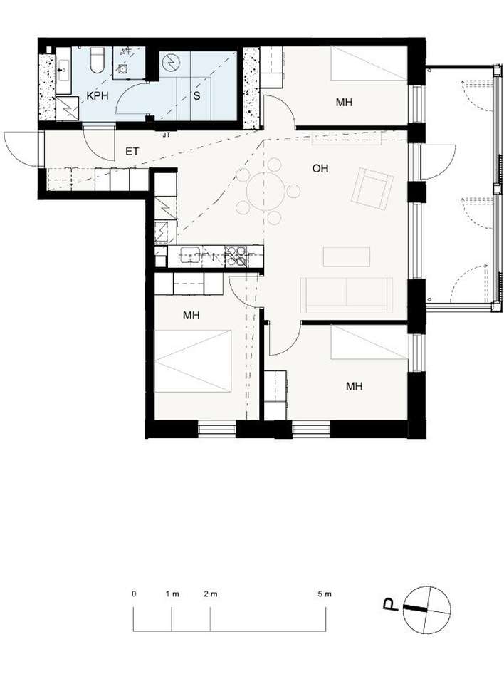 Kerrostalo, 4h+kt+s+lasitettu parveke, 72,5 m², Olari – pohled 3