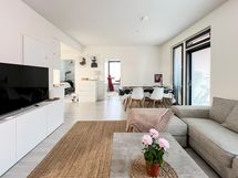 Olohuone yhdistyy luontevasti keittiön kanssa