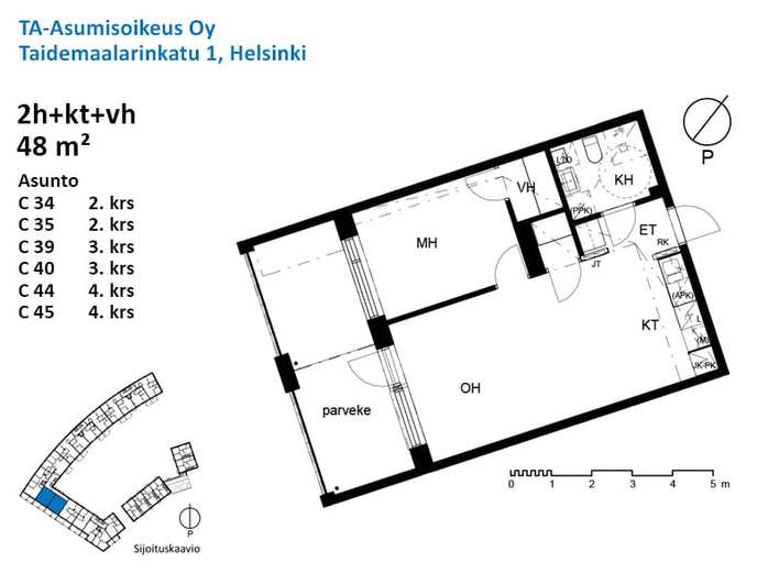 Kerrostalo, 2h+kt, 48 m², Kuninkaantammi - Näkymä 2