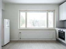 Ikkunan edessä on hyvin tilaa ruokailuryhmälle.