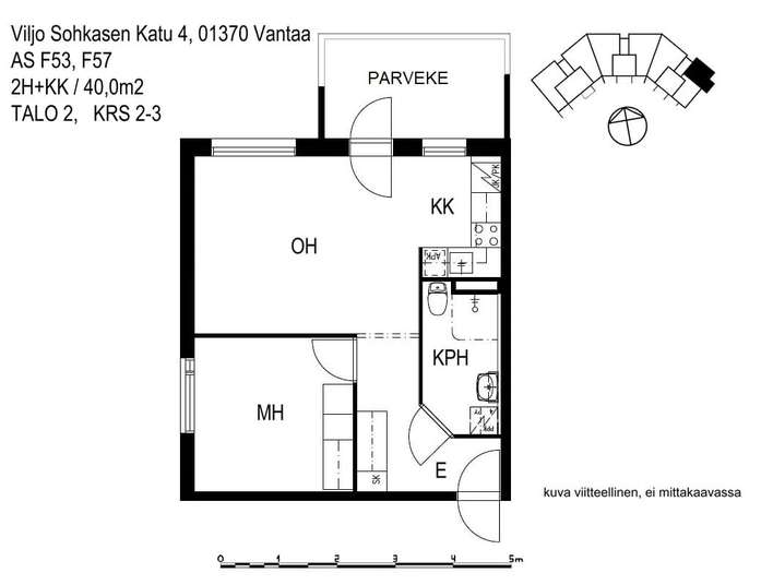 Kerrostalo, 2H+KK, 40 m², Jokiniemi, Vantaa