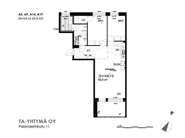 Kerrostalo, 3h+kk+s, 69,5 m², Rasinrinne - Näkymä 2
