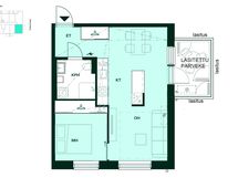 Kodin pohjapiirros (2h+kt, 45 m²)