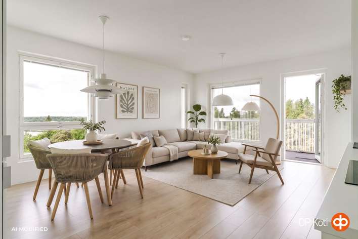 Kerrostalo, 3h+avokeittiö+kph+vh+lasitettu parveke (yj.3h+kt+parv.), 62 m², Leppävaara