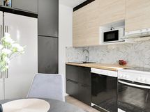 Tyylikkäät pinnat ja kaunis välitilan laatta.