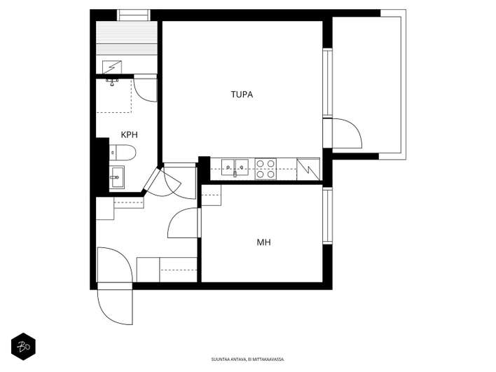 Kerrostalo, 2h, tupa.k, kph, s, las.parv, 41 m², Annala – pohled 2