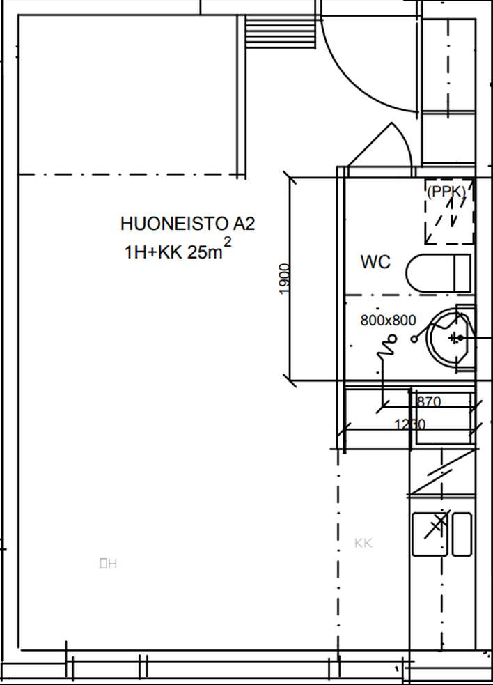 Kerrostalo, 1h+kk+alk, 25 m², Keskusta - Näkymä 2