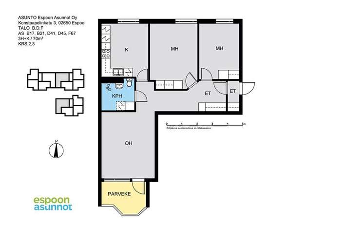 Kerrostalo, 3h+k, 70 m², Pohjois-Leppävaara - Näkymä 2