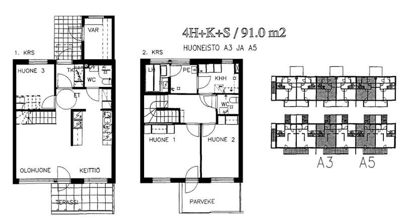 Rivitalo, 4h+k+s, 91 m², Särkilahti - Näkymä 2