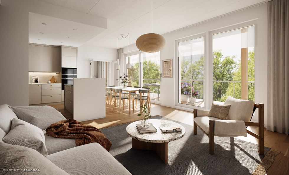 Visualisointikuva kodista C 14 2. krs ja C 11 1. krs (3h+kt+s, 85 m²)