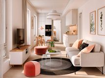 Visualisointi Renatan kodista C 77, 3h+kt, 55,5 m²