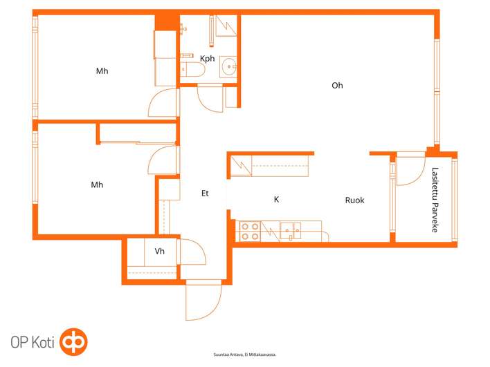 Kerrostalo, 3h+k, 69 m², Keskusta – pohled 2