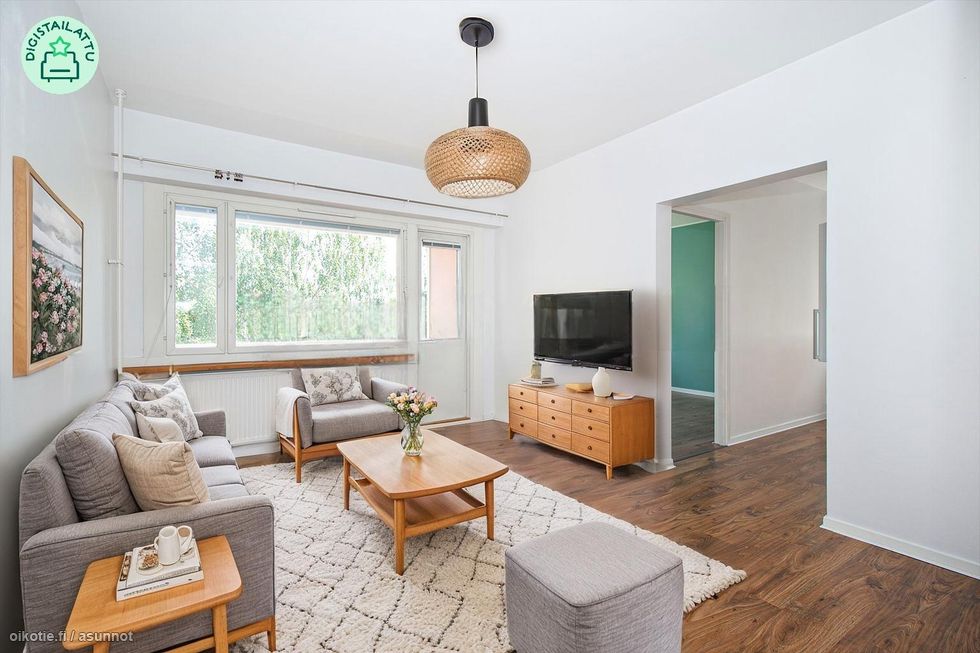 Digistailattu kuva olohuoneesta