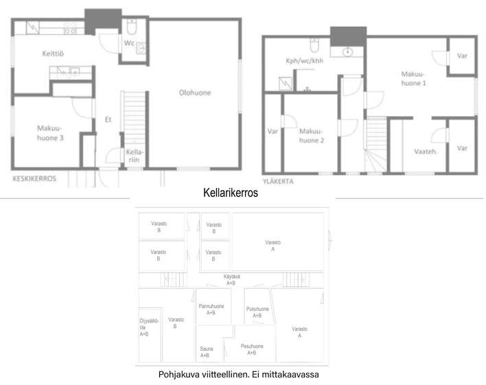 Paritalo, 4h+k+ph/wc+wc+vh+varastot Kellarissa yhteisissä tiloissa s+ph+pannuhuone, 99/141 m², Takakirves - Widok 2