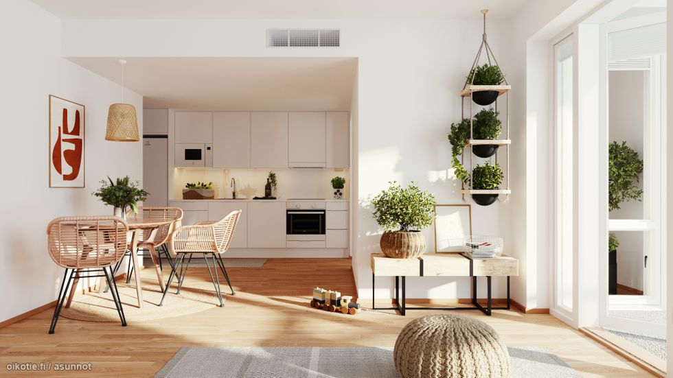 Havainnekuva asunnon A30 keittiöstä