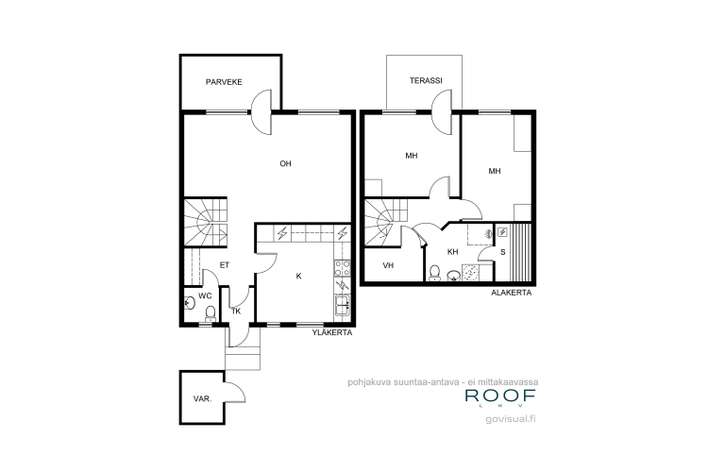 Rivitalo, 3h+k+wc+lasip.+kph/wc+s+patio, 80 m², Teräsrautela - Widok 3