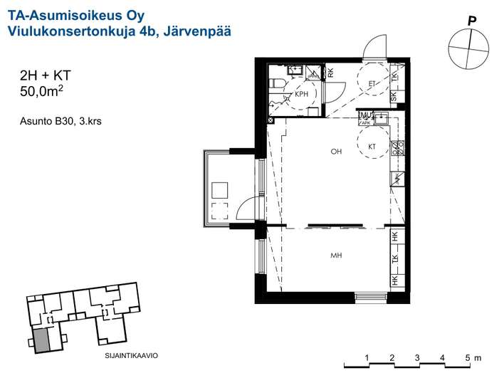 Kerrostalo, 2h+kt, 50 m², Ainola – pohled 2