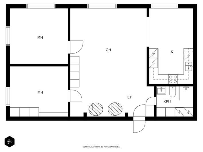 Rivitalo, 3h, k, kph/wc, 82,5 m², Vanhakoivisto - Näkymä 3