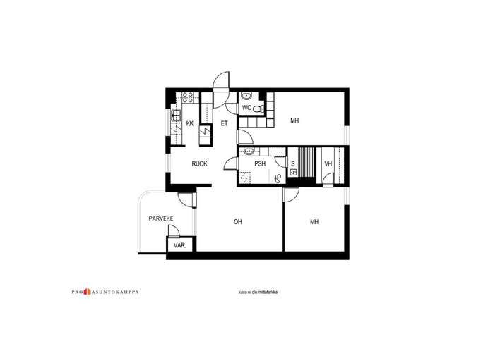 Kerrostalo, 3h+k+s, 75,5 m², Lassila – pohled 3