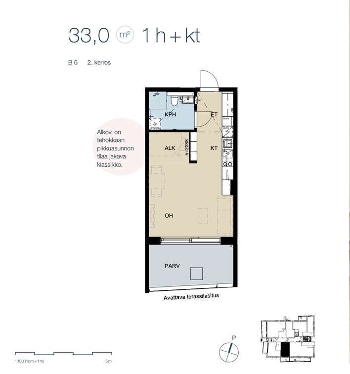 Kerrostalo, 1h+k, 33 m², Westend – pohled 2