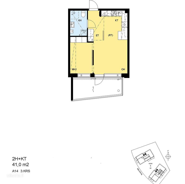 Kerrostalo, 2H+KT, 41 m², Kruunuvuorenranta - View 3
