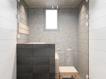 Kylpyhuone ja sauna.