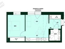 Kodin pohjapiirros (2h+kt, 39 m²)
