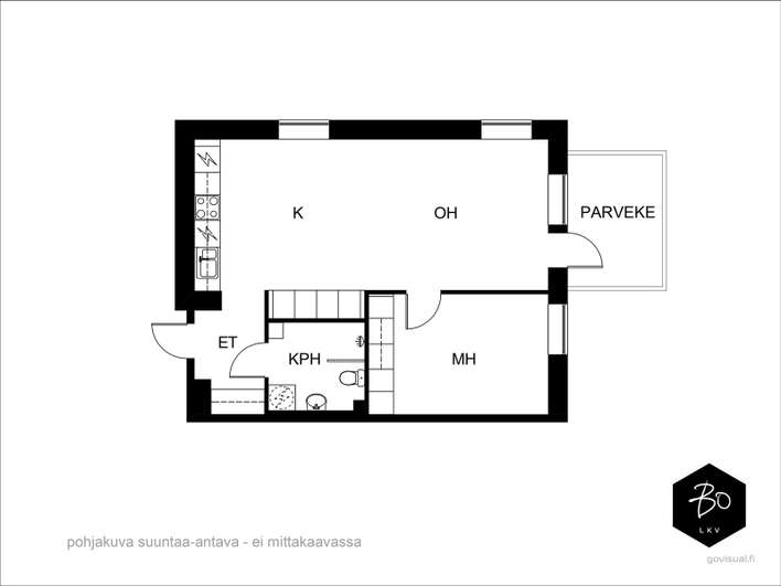 Kerrostalo, 2h, avok, kph, lasitettu parveke (yj. 2 h+kt), 52 m², Matinkylä – pohled 2