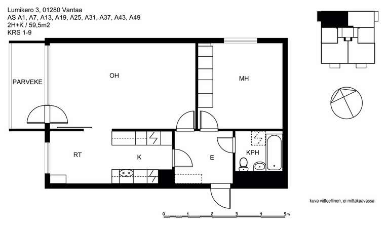 Kerrostalo, 2H+K, 59,5 m², Länsimäki - Näkymä 3