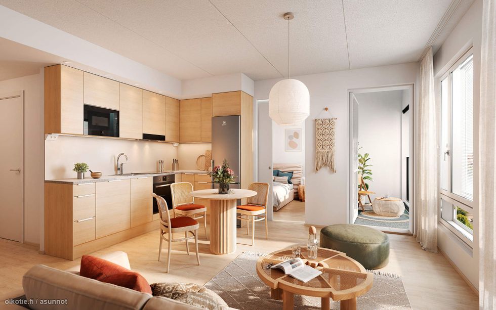 Visualisointikuva Renatan asunnosta A 2, A 7, A 12 ja A17,  2h+kt+s, 49,5 m²