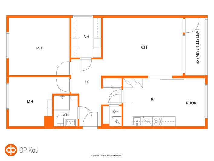 Kerrostalo, 3h+k, 74 m², Vallikallio - Näkymä 2