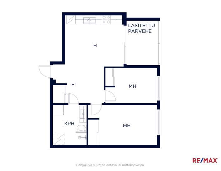 Kerrostalo, 3h+kt, 48,5 m², Keski-Pasila - Näkymä 2