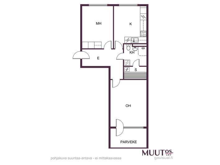Kerrostalo, 2h, k, s, parv, 60 m², Annala – pohled 2