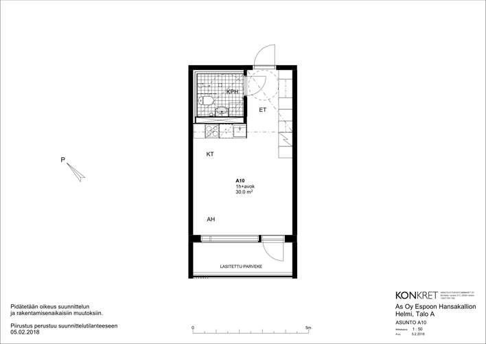Kerrostalo, 1h+avok, 30 m², Kauklahti - View 2
