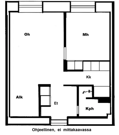Kerrostalo, 2h + kk + alk + kph + et, 41 m², Kallio - Vaizdas 2