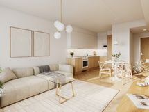 Viitteellinen kuva 41,5 m2 asunnosta.