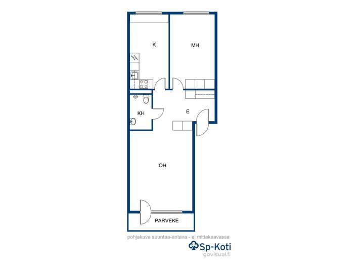 Kerrostalo, 2h, k, kph, p, 58,5 m², Lähemäki - View 2