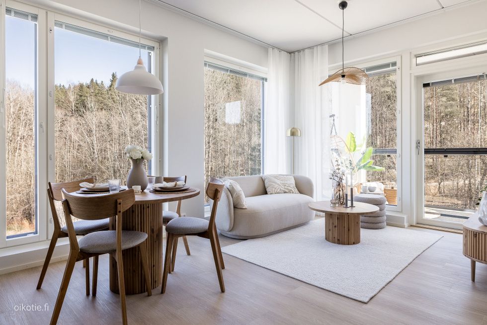 Kuvat vastaavastalla pohjalla olevasta malliasunnosta