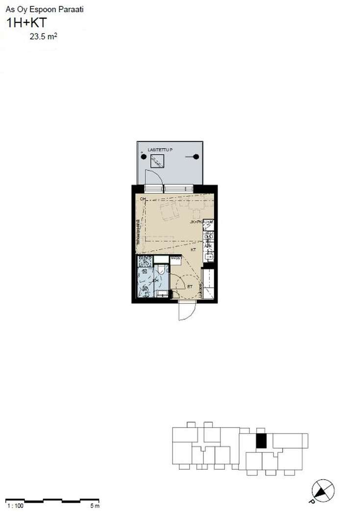 Kerrostalo, 1h+kt, 23,5 m², Mäkkylä - Näkymä 2