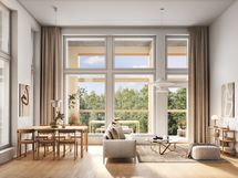 Havainnekuva kohteen vastaavan kokoisesta loft-kolmiosta