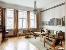 Valoisa ja tilava olohuone