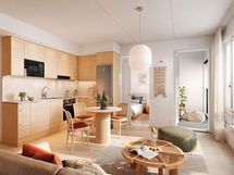 Visualisointikuva Renatan asunnosta A 2, A 7, A 12 ja A17,  2h+kt+s, 49,5 m²